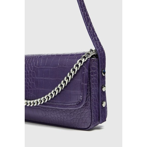 Purple Shoulder Bag With Chain Detail
