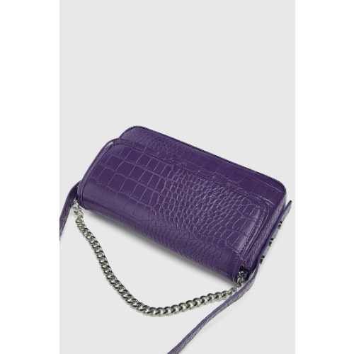 Purple Shoulder Bag With Chain Detail