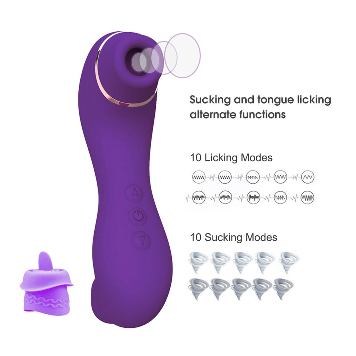 Tongue Licking Sucking Silicone Vibrator 10 Licking Modes High Frequency Deep Stimulation Sexual Toys for Women