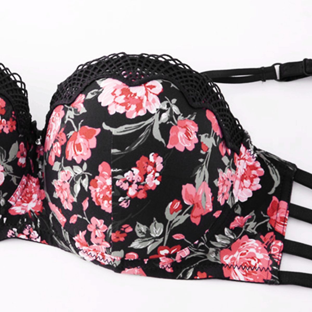 Half Cup Floral Printed Underwired Bra For Women