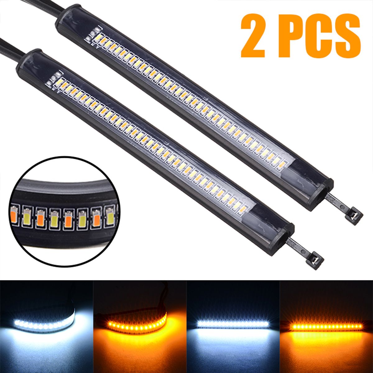 2Pcs Universal 36 LED Light Strip, Motorcycle Turn Signal