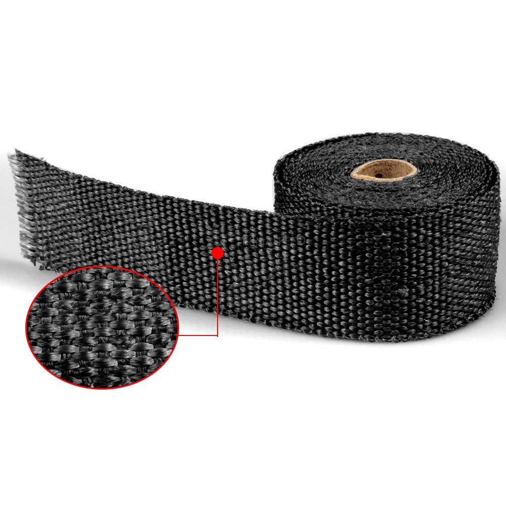 Universal 5M Motorcycle Exhaust Thermal Tape Header Pipe Heat Wrap Tape Fiberglass Thermal Protection with Stainless Ties
