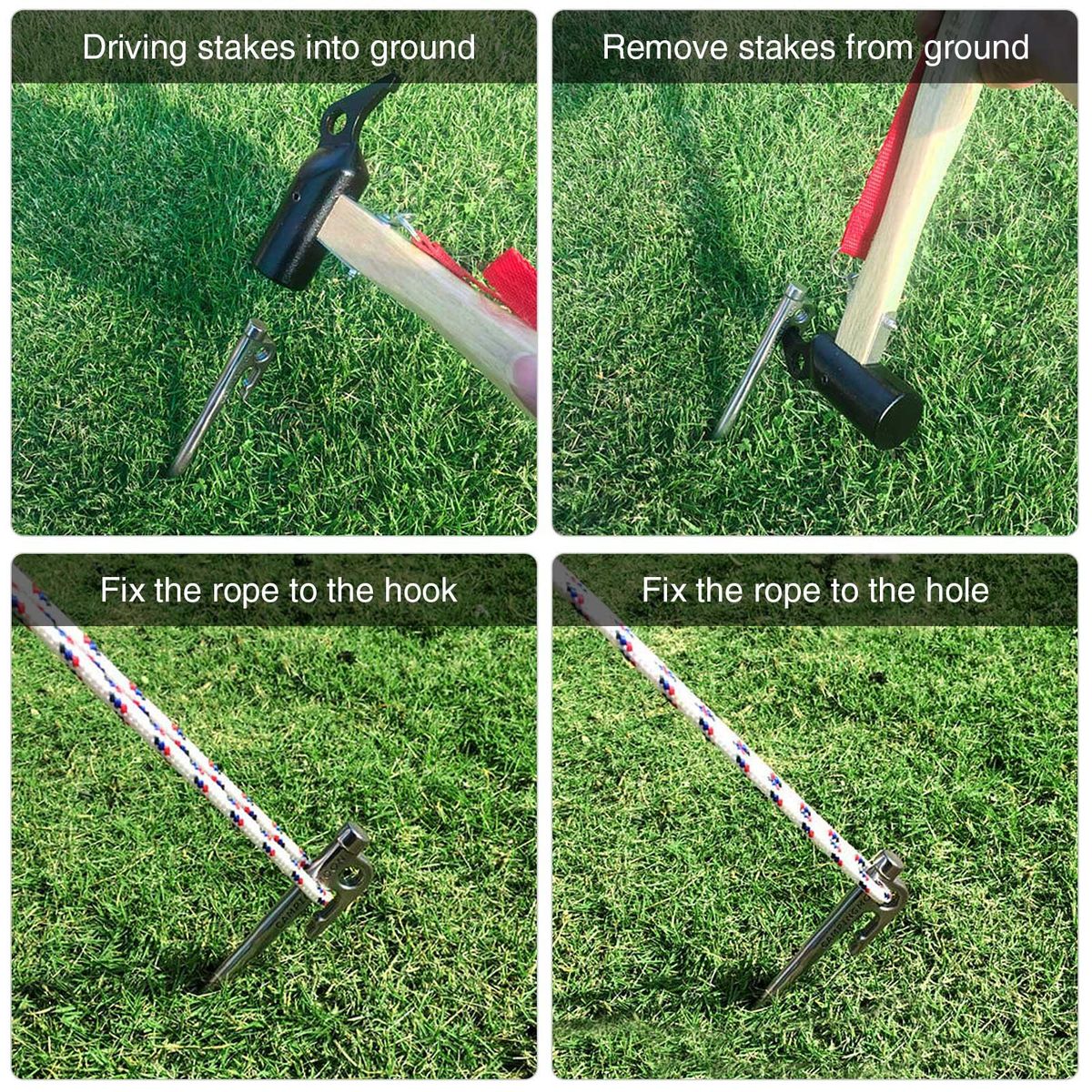 Heavy Duty Steel Tent Stakes Pegs with Hook and Hole Design for Outdoor Backpacking Camping Tent Canopy