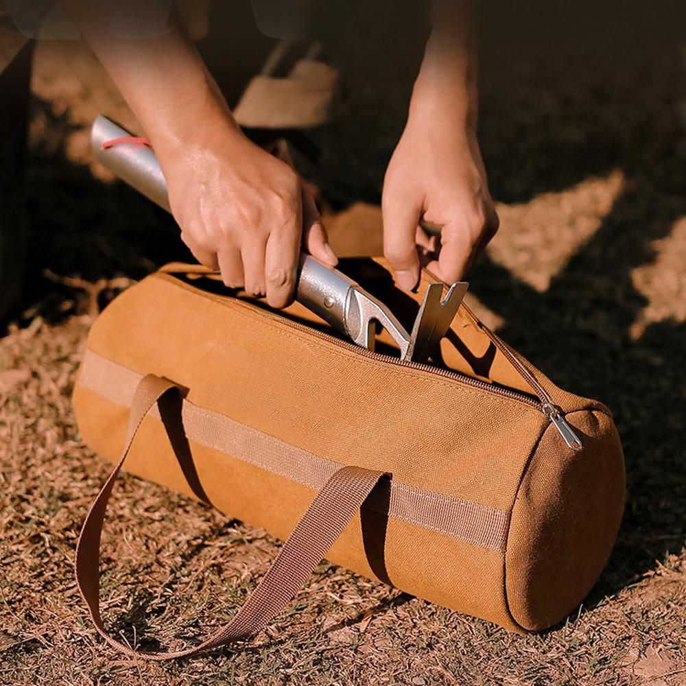 Outdoor Camping Tent Peg Ground Nail Storage Bag Tent Hammer Long Ground Nail Storage Bag Portable Canvas Tent Install Tools Organizer