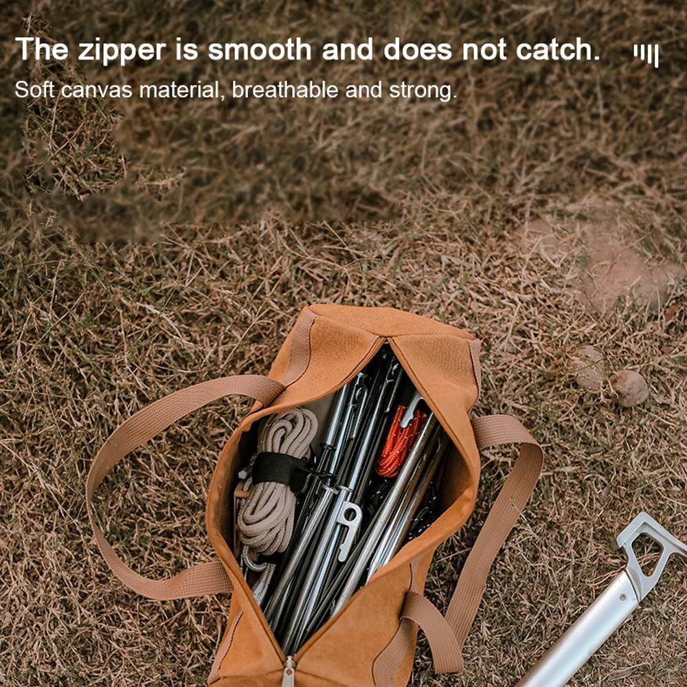 Outdoor Camping Tent Peg Ground Nail Storage Bag Tent Hammer Long Ground Nail Storage Bag Portable Canvas Tent Install Tools Organizer