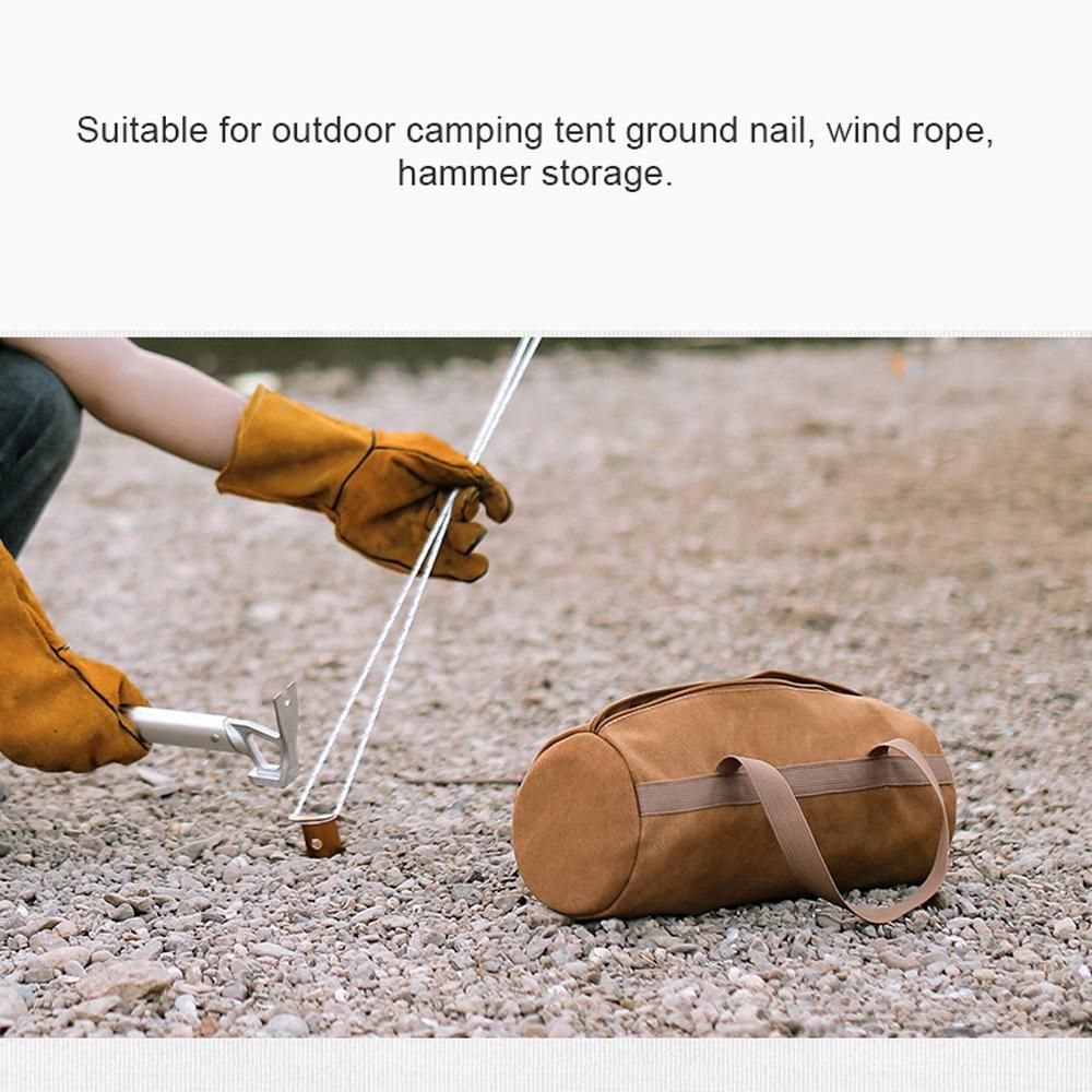 Outdoor Camping Tent Peg Ground Nail Storage Bag Tent Hammer Long Ground Nail Storage Bag Portable Canvas Tent Install Tools Organizer