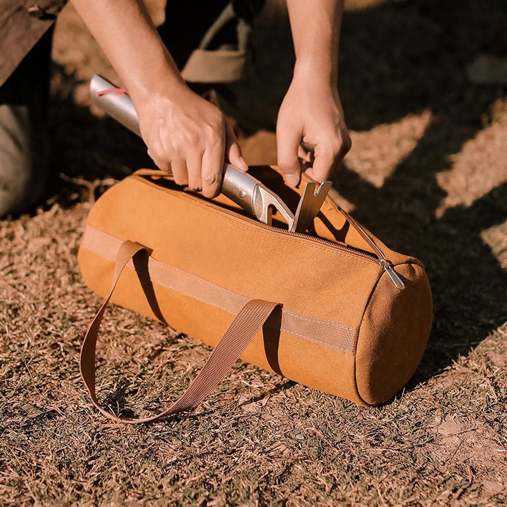Outdoor Camping Tent Peg Ground Nail Storage Bag Tent Hammer Long Ground Nail Storage Bag Portable Canvas Tent Install Tools Organizer