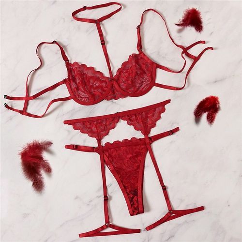 Sexy Lace Lingerie Set Women's Underwear Transparent Bra Panty Sets Lace Black Lingerie Bra Set Underwear Set(#yellow)
