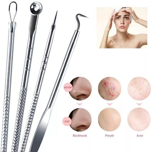 4pcs Black Dots Facial Acne Blackhead Remover Needles Kit