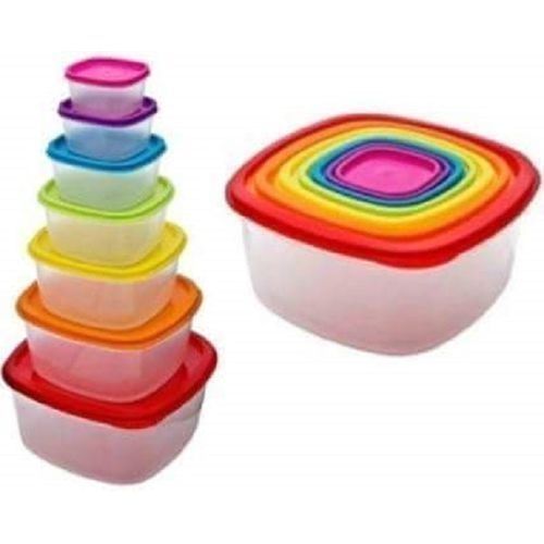 7 Pcs- Set Of Fridge Food Storage Plastic Containers