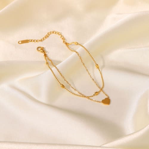 Love Pendant Layered Anklet- Gold Plated