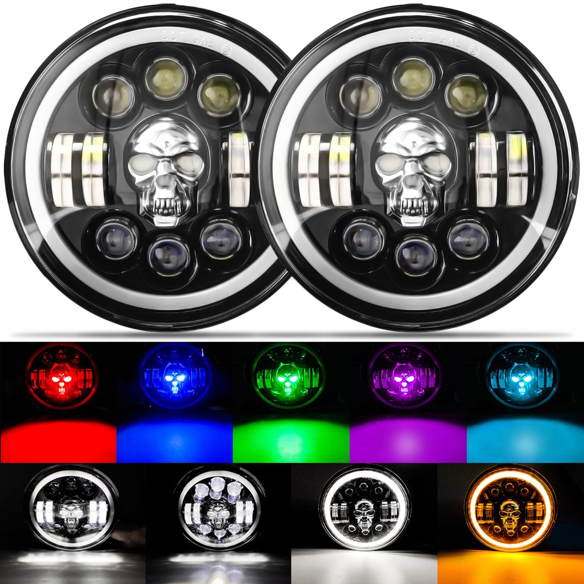 7 Inch Led Headlight 12V 24V Hi/Lo Car Led Lights For Jeep Wrangler Hummer Motorcycles  SUV Truck