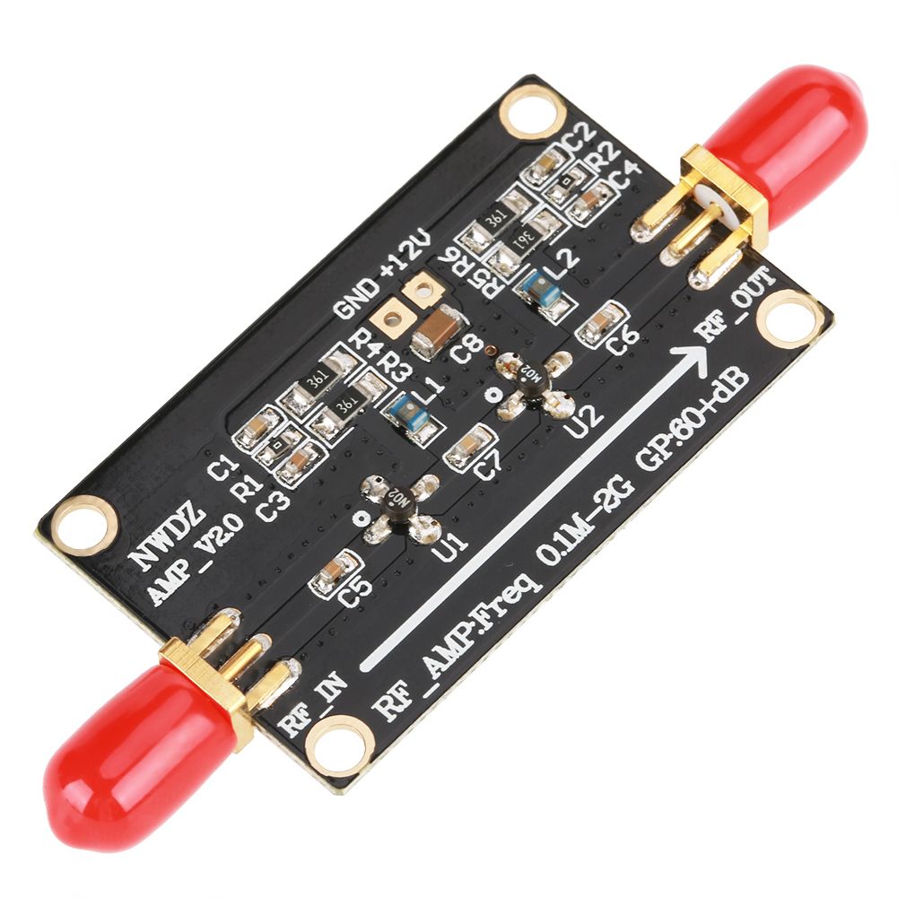 RF Wideband Amplifier LNA 0.1M-2G Gain 60dB Two-stage