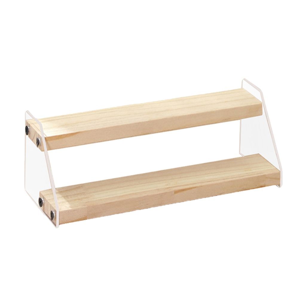 Display Stand Clear Stepped Acrylic Durable 2 Layer  7.9inch Width