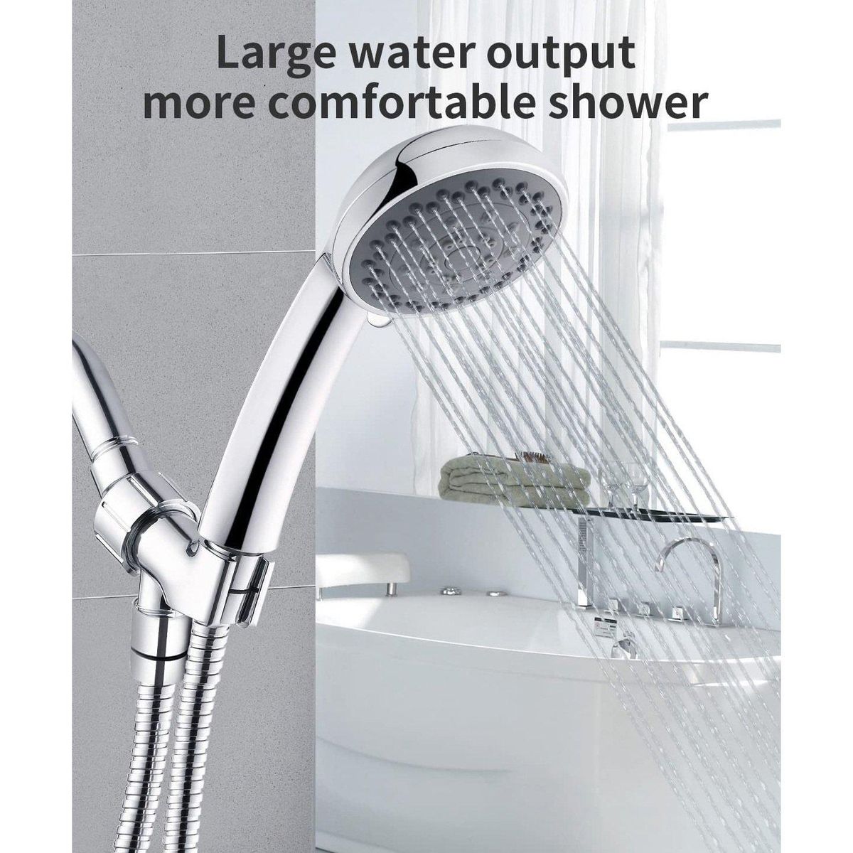 High Pressure Shower Head with Pause Mode and Massage Spa,