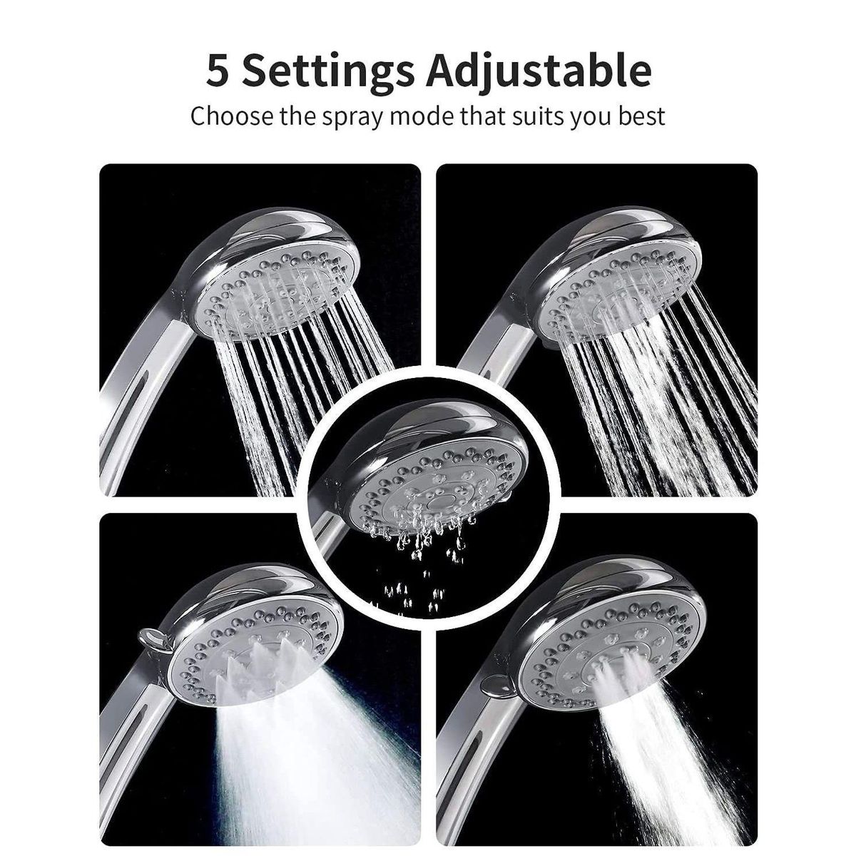 High Pressure Shower Head with Pause Mode and Massage Spa,