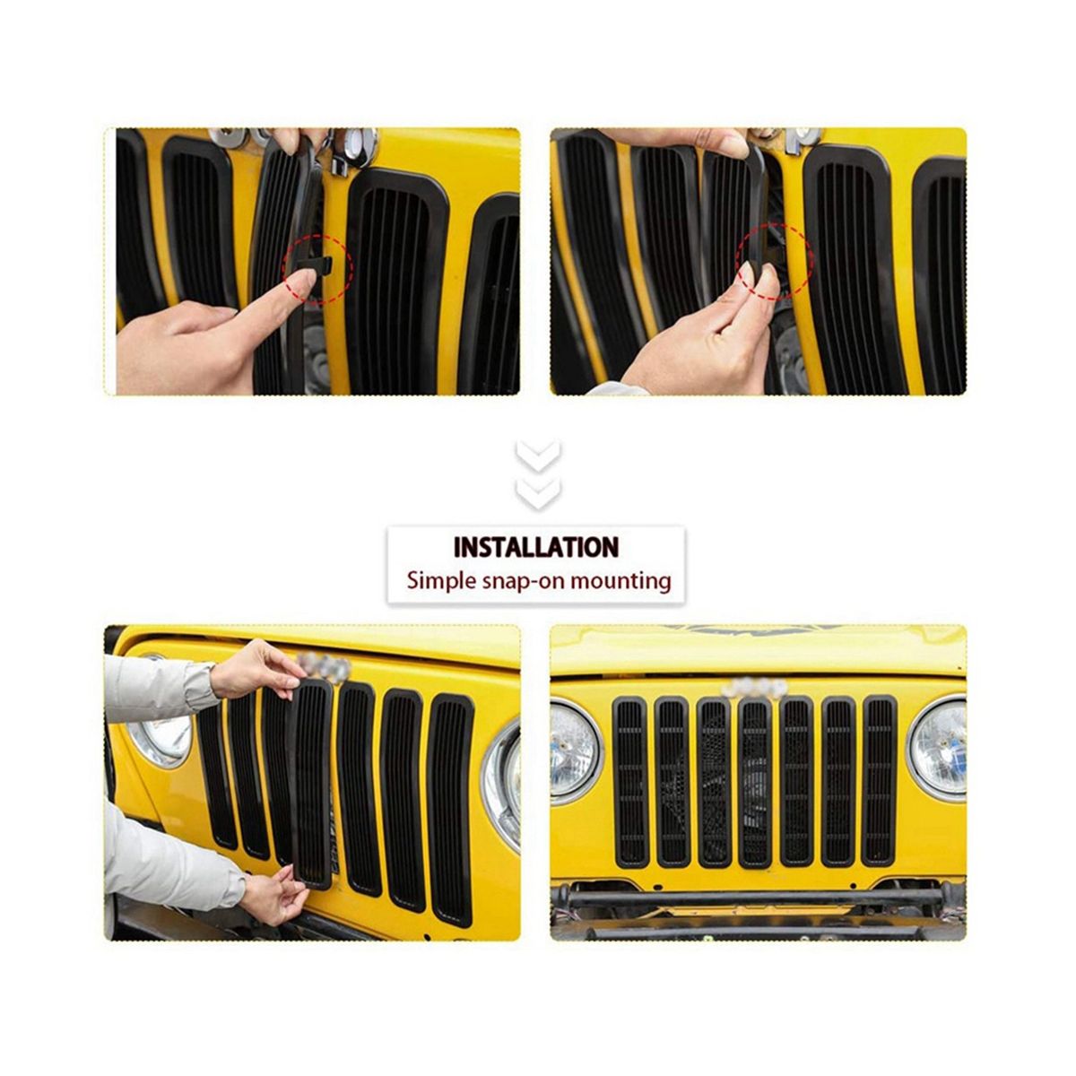 7Pcs Front Mesh Grille Inserts for Wrangler TJ &