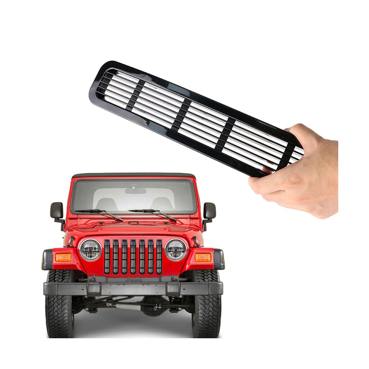 7Pcs Front Mesh Grille Inserts for Wrangler TJ &