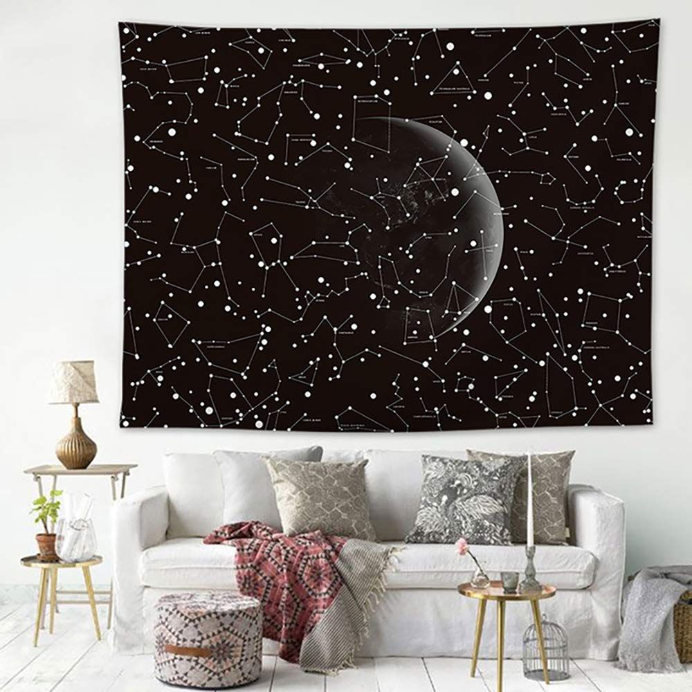 Star Galaxy Moon Constellations Tapestry Wall Blanket