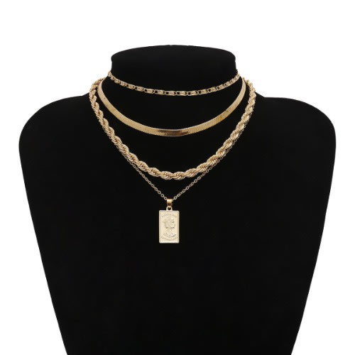 Twist Layered Necklace- Gold
