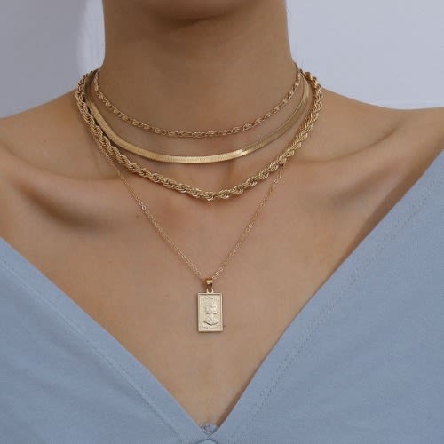 Twist Layered Necklace- Gold