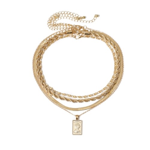 Twist Layered Necklace- Gold