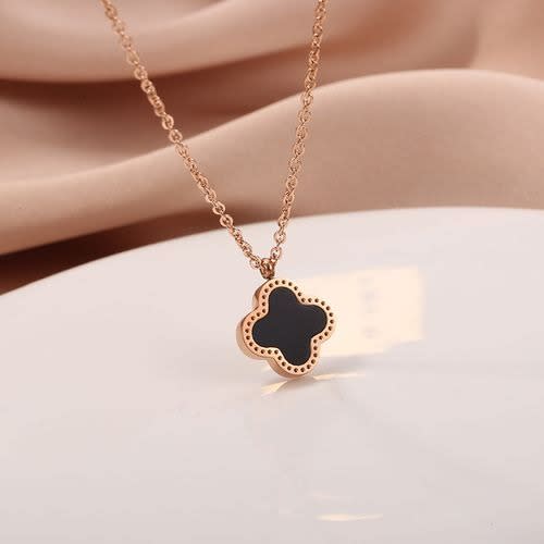 Four-leaf Clover Titanium Steel Necklace -Rose Gold + Small Box