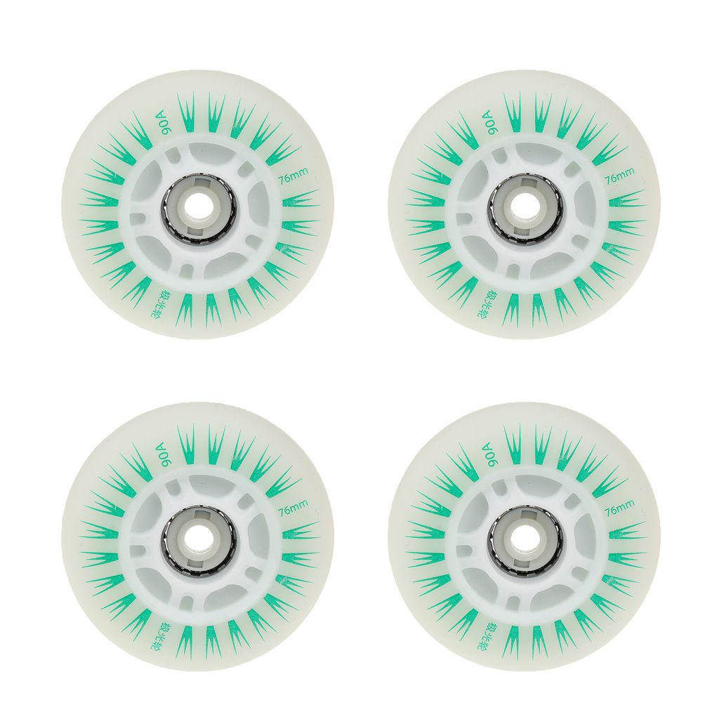 4 Pieces Anti-slip LED Lights Flashing Inline 76mm Green