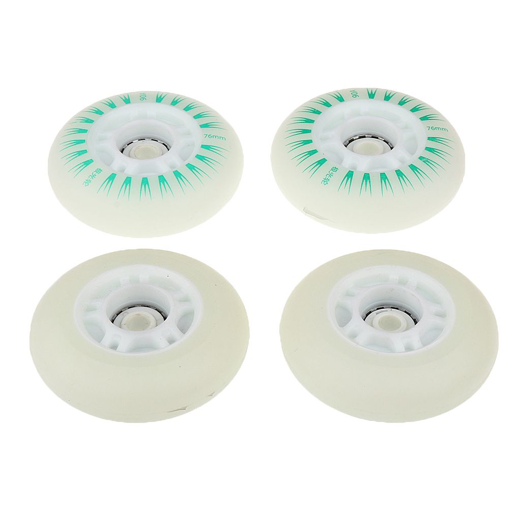 4 Pieces Anti-slip LED Lights Flashing Inline 76mm Green