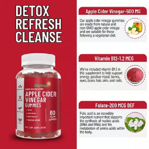 Apple Cider Vinegar Gummies Supplement For Detox And Energy