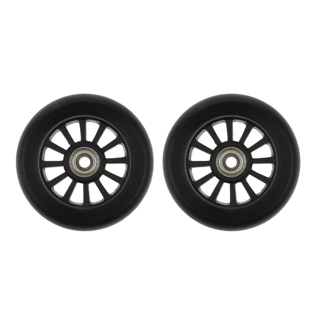 2pcs PU Scooter Wheels Speed Skates Trolley Wheels Black