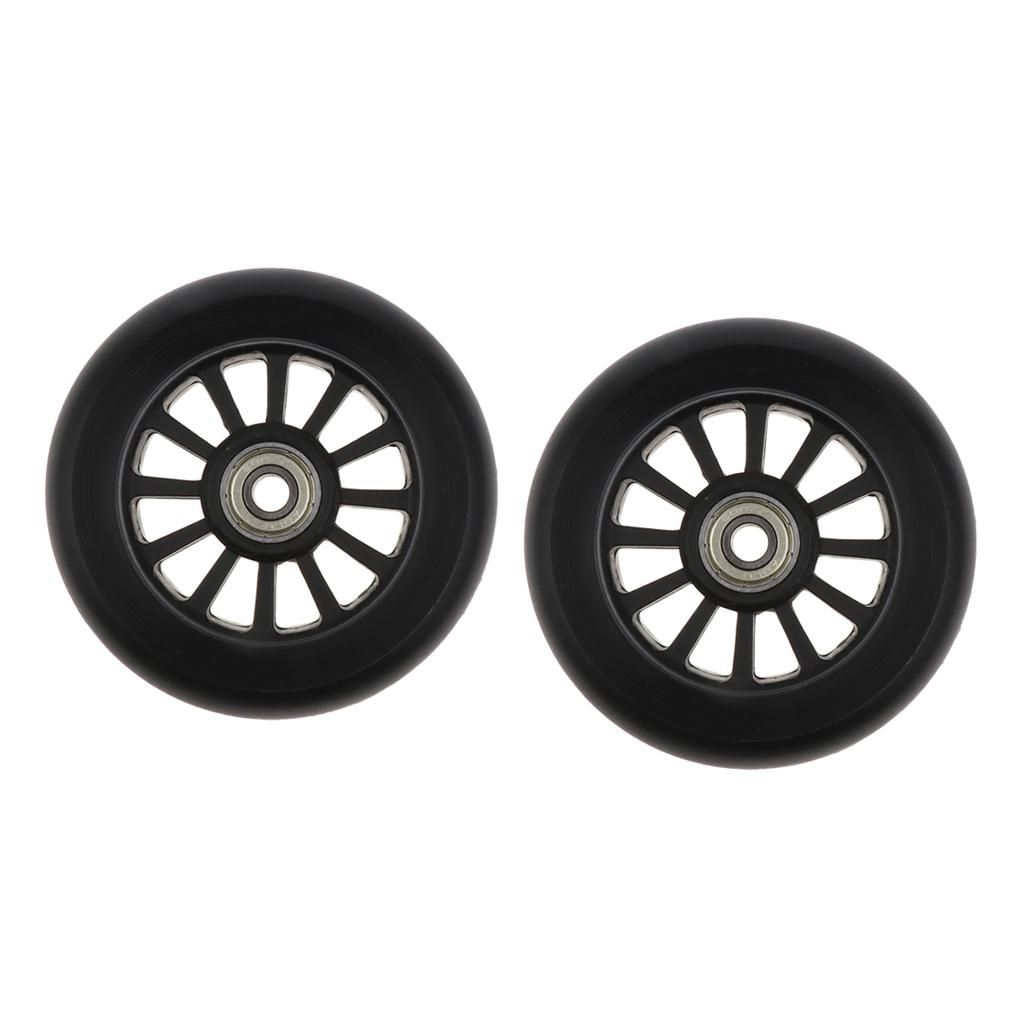2pcs PU Scooter Wheels Speed Skates Trolley Wheels Black