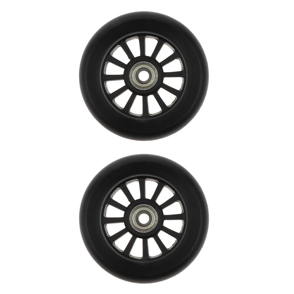 2pcs PU Scooter Wheels Speed Skates Trolley Wheels Black