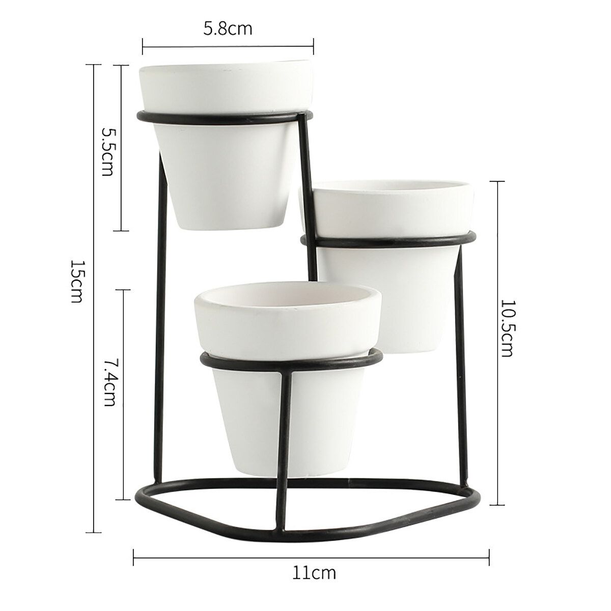 Flower Stand Black Shelf White Basin