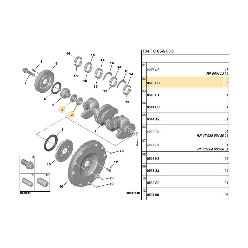 Car Crankshaft Timing Gear for Peugeot 3008 308CC 207CC