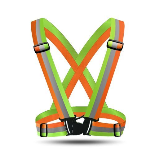Refle Tive Adjustable Safety Se Urity High Visibility Vest Gear Stripes Ja Ket-Fluorescent Green Orange