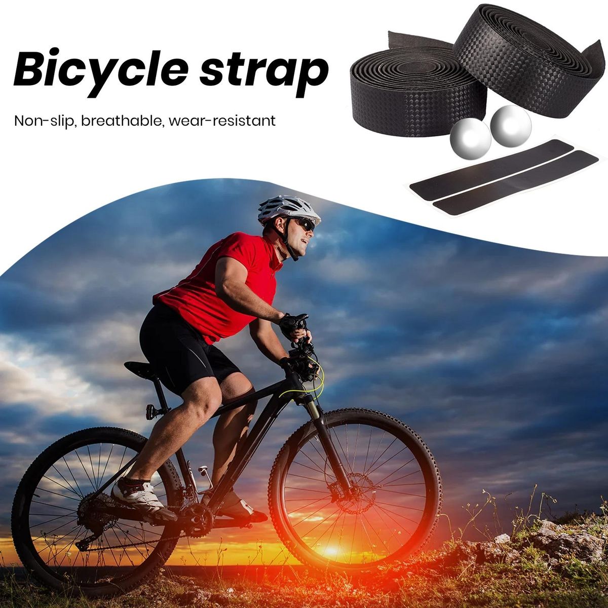 1 Set Bike Handle Wrap Comfortable Ride Bicycle Handlebar Tape Black