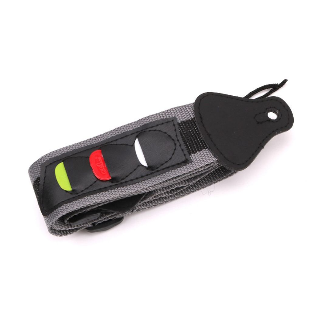 Nylon Guitars Bass Belt Strap With 3 Picks Plectrums Bags Organiser