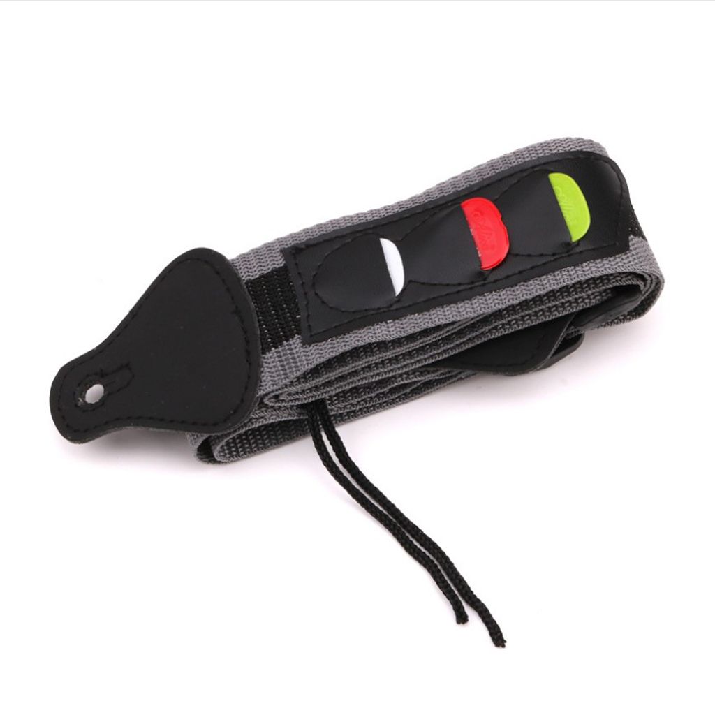 Nylon Guitars Bass Belt Strap With 3 Picks Plectrums Bags Organiser