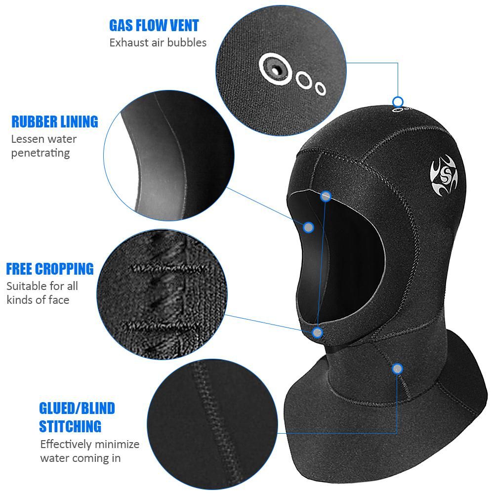 3mm Thermal Neoprene Diving Hood Wetsuit Hat Warm Diving Cap for Water Sports
