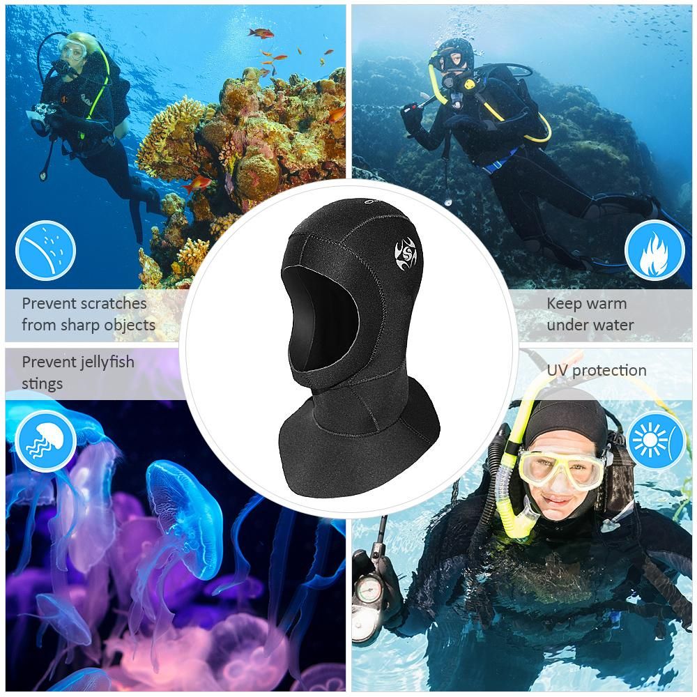 3mm Thermal Neoprene Diving Hood Wetsuit Hat Warm Diving Cap for Water Sports