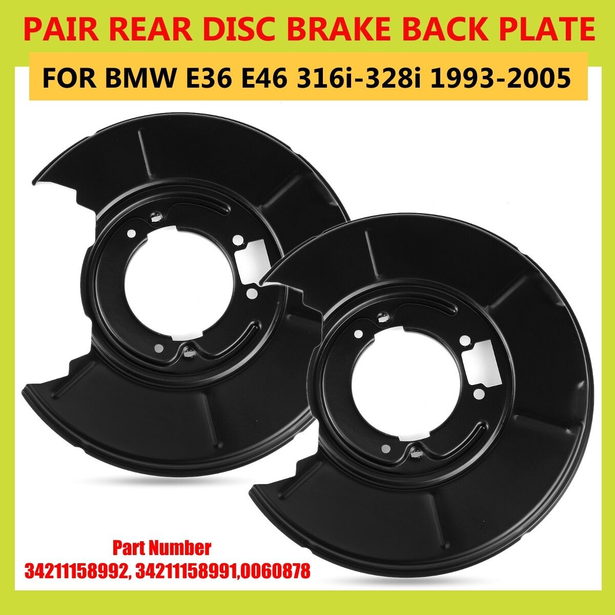 Pair Rear Left + Right Disc Brake Backing Plate 34211158992 For BMW E36 E46