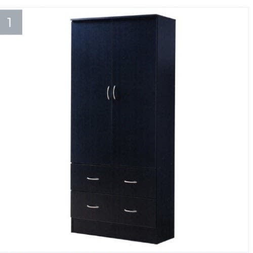 Rolland 2 Door Wardrobe & Chest Drawers -  3ft by 6ft - Black