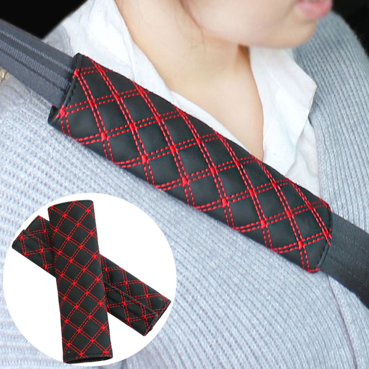 1 Pair Seat Belt Pad Seat Belt Shoulder Cushion Red