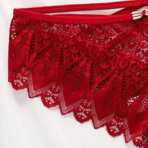 Women Sexy Lace Panties Low-waist Briefs Plus Size Thongs Red