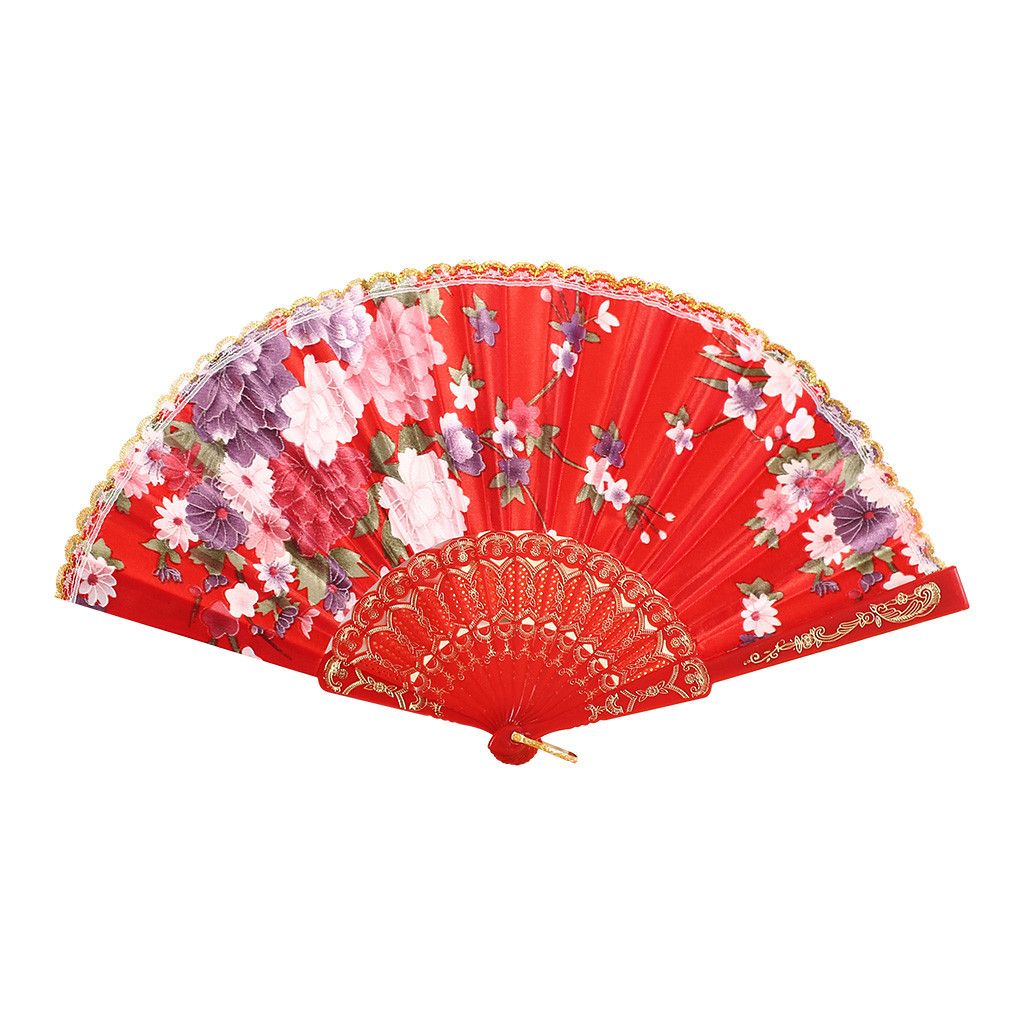 Flower Wedding Hand Chinese Dance Folding Decor Silk Best Lace Hand Style Party Folding Fans Held Fan Flower Held Summer Vintage