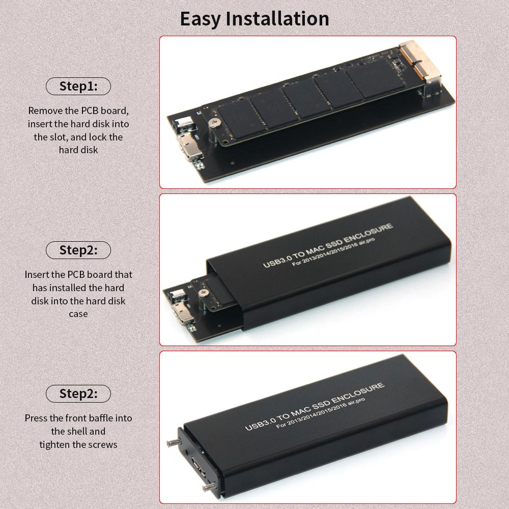 USB3.0 To Mac SSD Enclosure USB3.0 Aluminum Alloy SSD