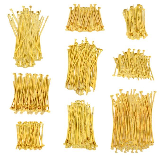Pack Of 900 Golden Flat Head Pin Accessories Set DIY Head Pin 900Pcs