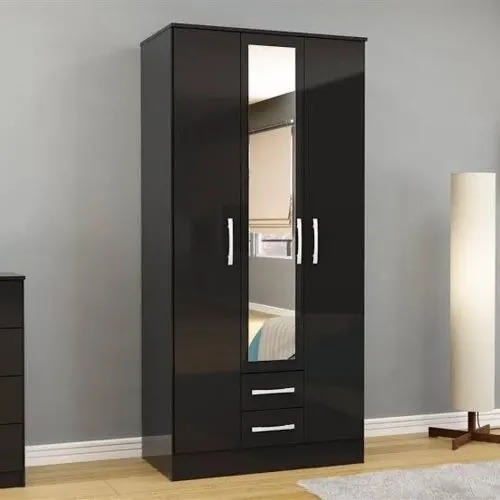 3 - 2 Drawer Wooden Wardrobe - Brown