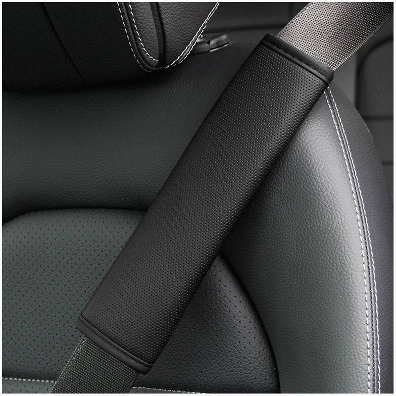 2 Pieces Of Skin-Feeling Leather Fine-Hole Car Seat Belt